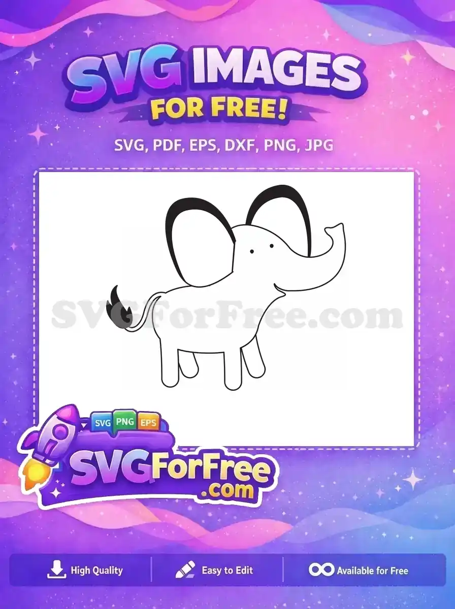 Free Cute White Elephant Free Happy Trunk Up Baby Elephant Free SVG