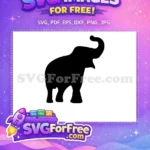 Free Majestic Black Elephant Free Trunk Raised Silhouette Safari Adventure Free SVG - Instant Download