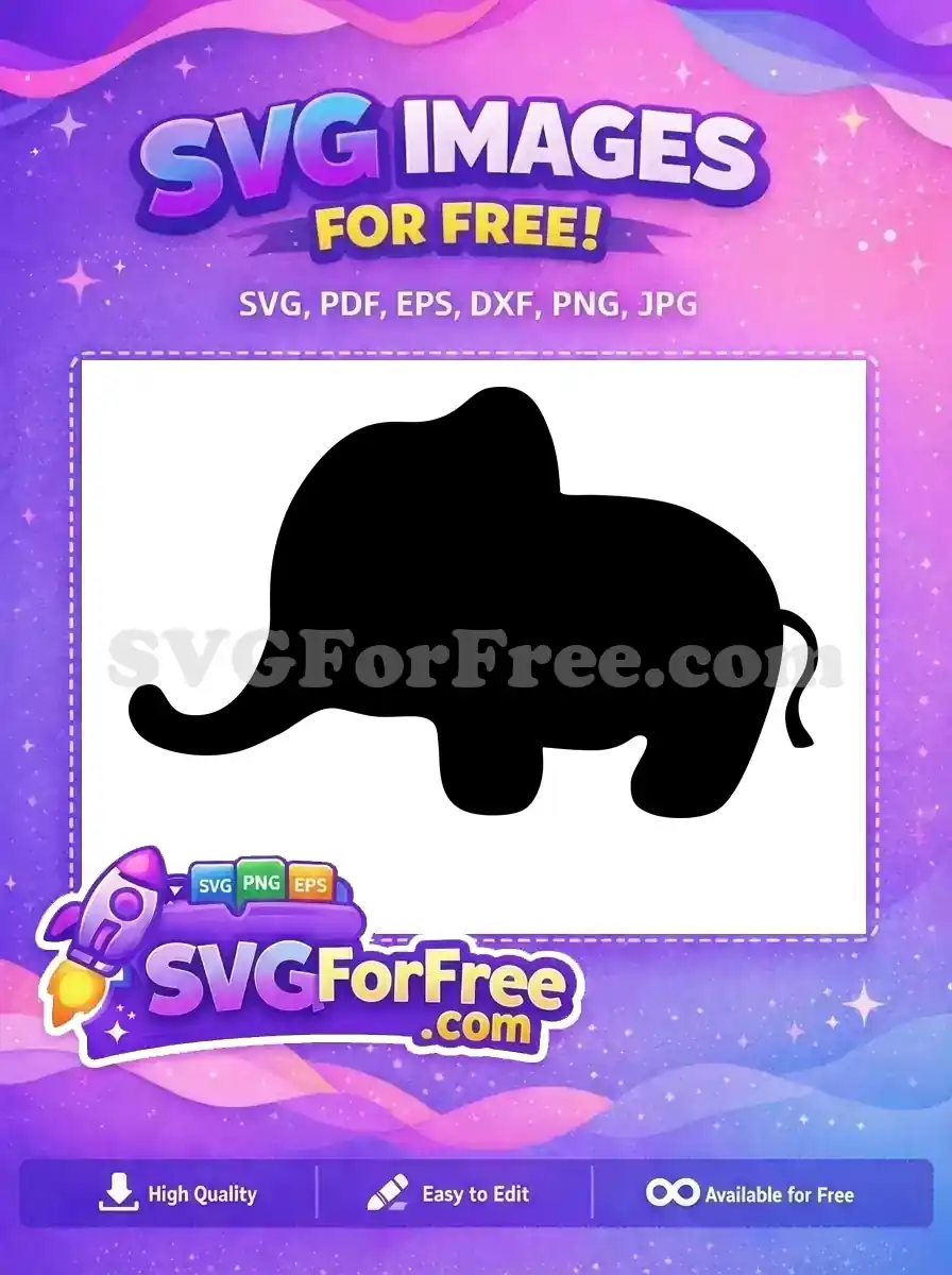 Free Black Silhouette Free Cute Baby Elephant Jungle Animal Free SVG