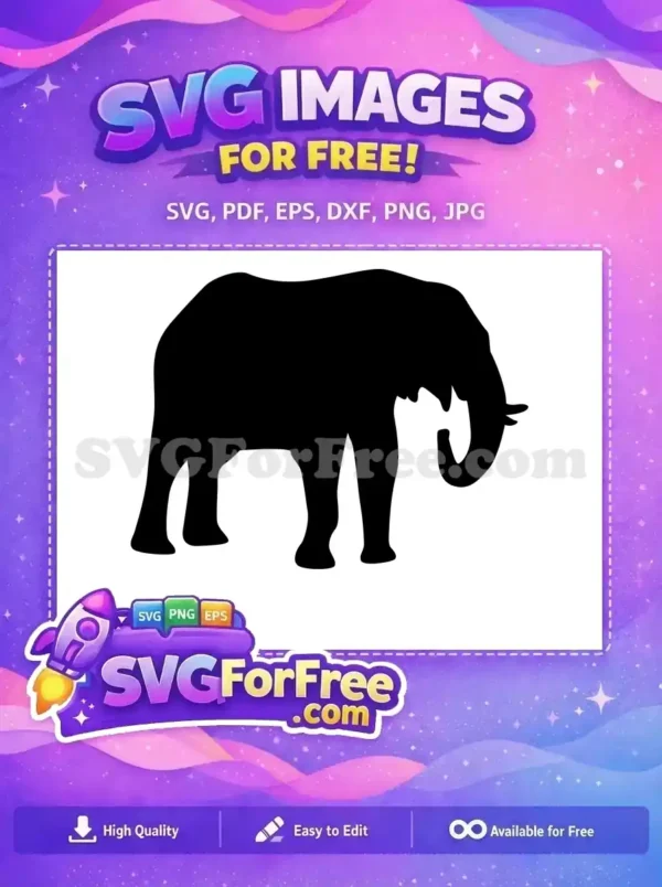Free Large Elephant Free Dark Black Silhouette African Safari Free SVG Free Large Elephant Free Dark Black Silhouette African Safari Free SVG