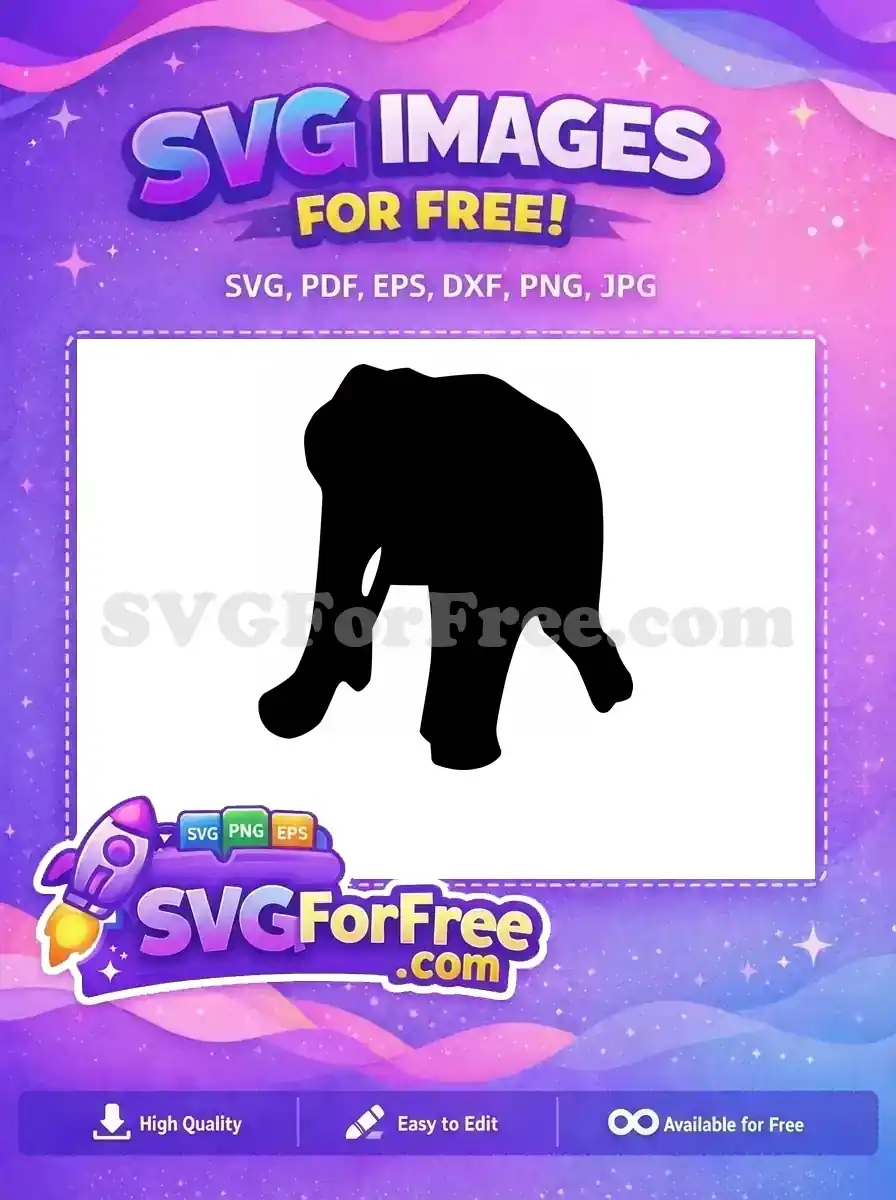 Free Cute Baby Elephant Free Black Outline Dumbo Free SVG