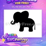 Free Cute Black Elephant Free Nursery Animal Safari Theme Free SVG - Instant Download