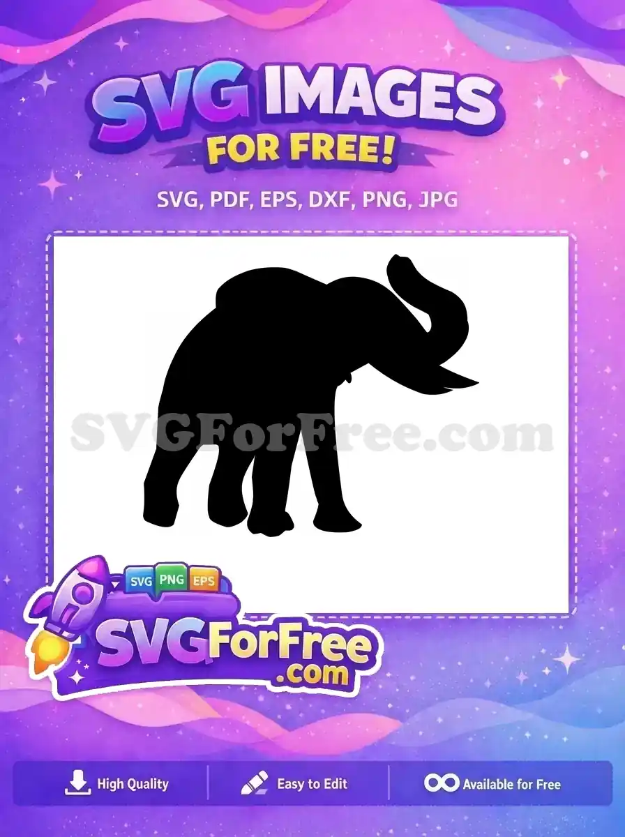 Free Flying Elephant Free Black Silhouette Dumbo Free SVG 1