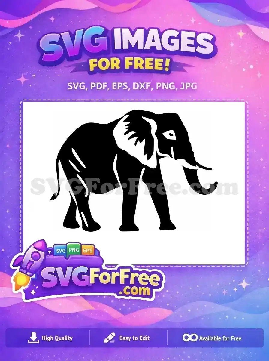 Free Majestic Black Elephant Head Free Simple Animal Outline Elephant Silhouette Free SVG