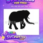 Free Bold Black Elephant Free Walking Pose African Safari Free SVG - Instant Download