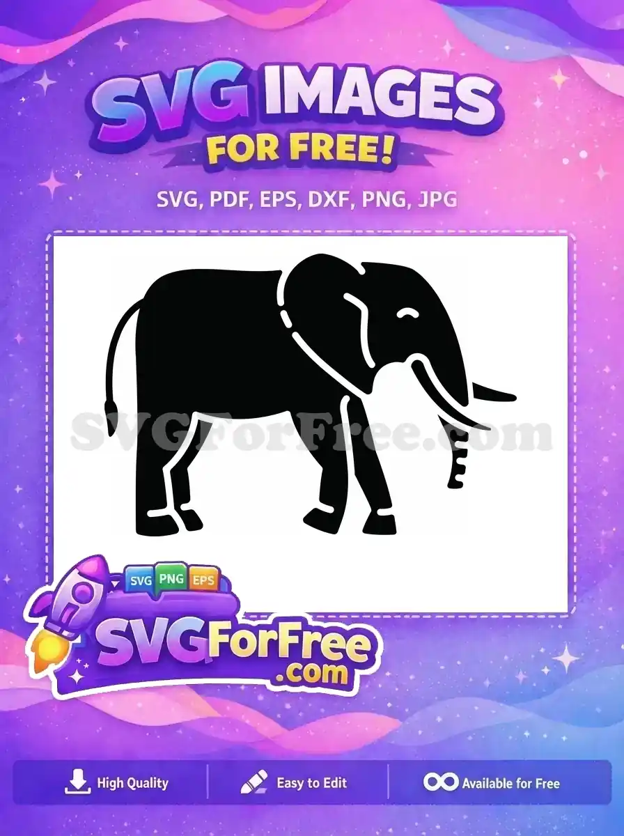 Free Black Elephant Free Simple Animal Safari Wildlife Free SVG