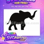 Free Black Elephant Raised Trunk Free Majestic Wildlife Animal Design Free SVG - Instant Download