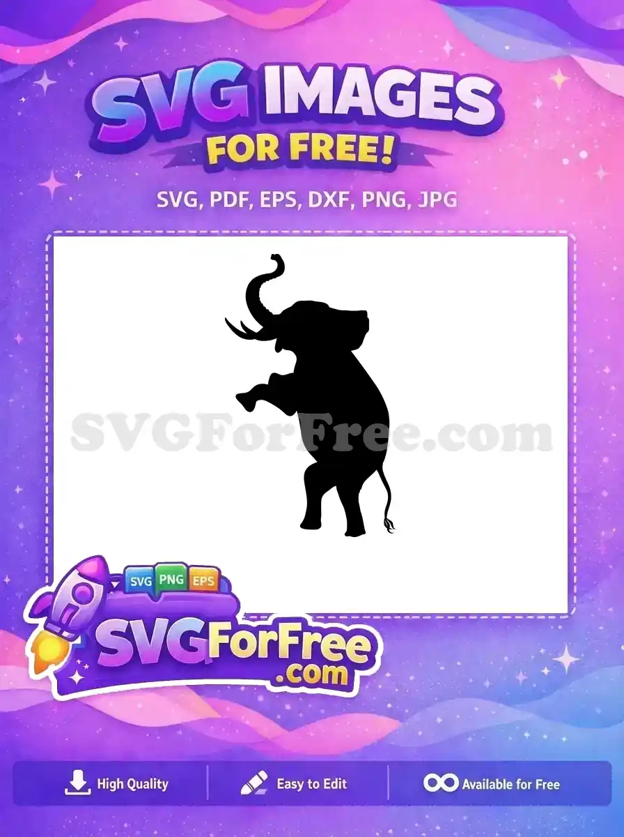 Free Black Elephant Free Trunk Raised Silhouette Wildlife Art Free SVG