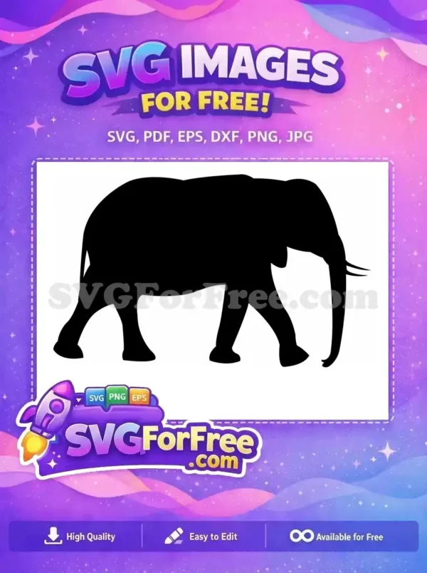 Free Elephant Silhouette Free Wildlife Art Safari Decor Free SVG