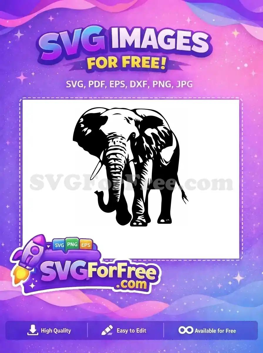 Free Wild Elephant Free Detailed Silhouette African Safari Free SVG