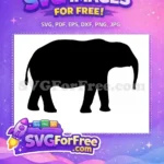 Free Cute Elephant Free Happy Silhouette Elephant Free SVG - Instant Download