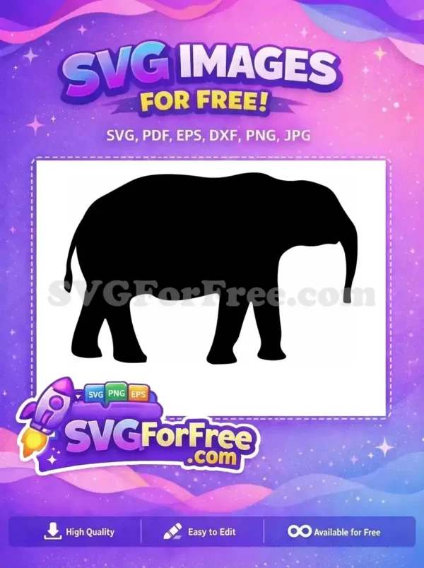 Free Cute Elephant Free Happy Silhouette Elephant Free SVG