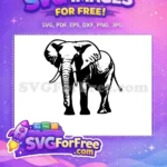 Free Majestic Elephant Free Detailed Black Silhouette Wildlife Free SVG - Instant Download