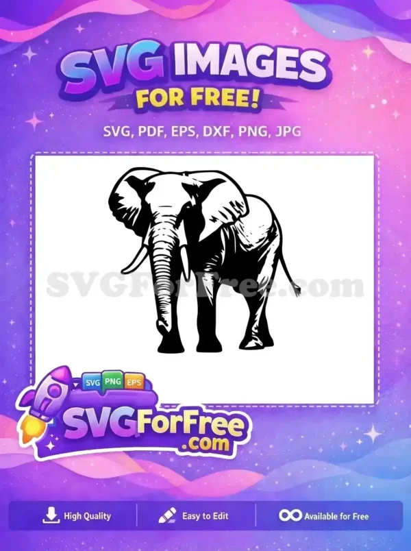 Free Majestic Elephant Free Detailed Black Silhouette Wildlife Free SVG