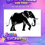 Free Black Elephant Silhouette Free Curled Trunk African Wildlife Free SVG - Instant Download