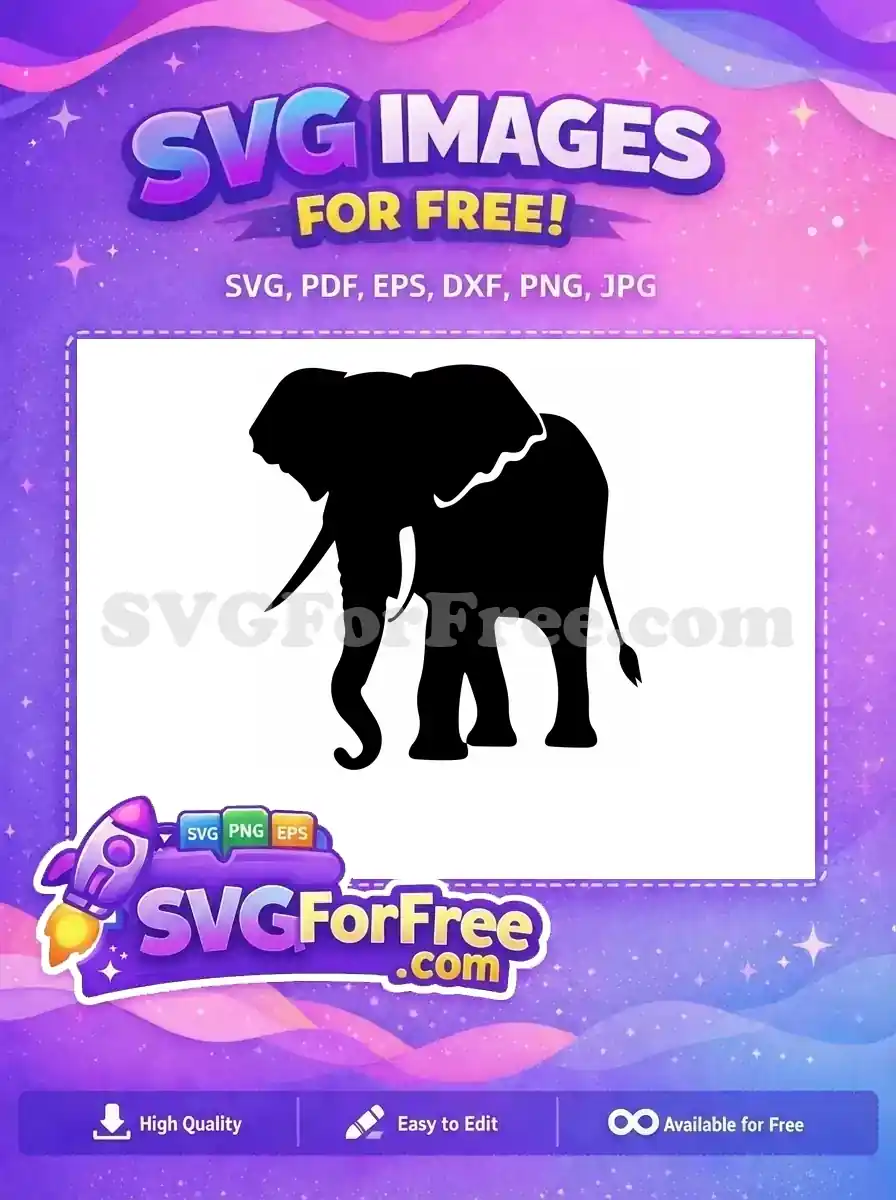 Free Detailed Elephant Free Wildlife Silhouette Design Free SVG