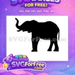 Free Black Silhouette Free Majestic Elephant Wild Safari Free SVG - Instant Download