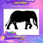 Free Black Walking Elephant Free Majestic African Safari Wildlife Free SVG - Instant Download