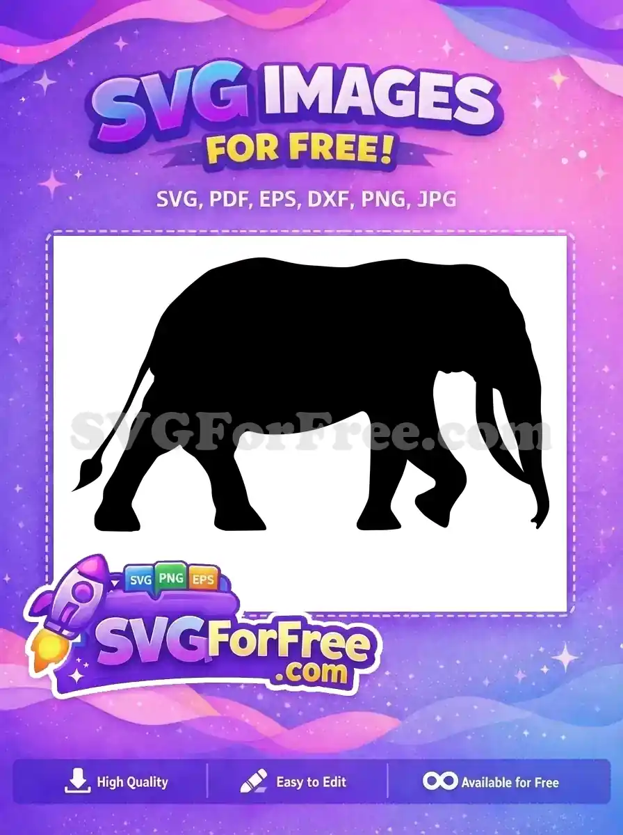 Free Black Walking Elephant Free Majestic African Safari Wildlife Free SVG