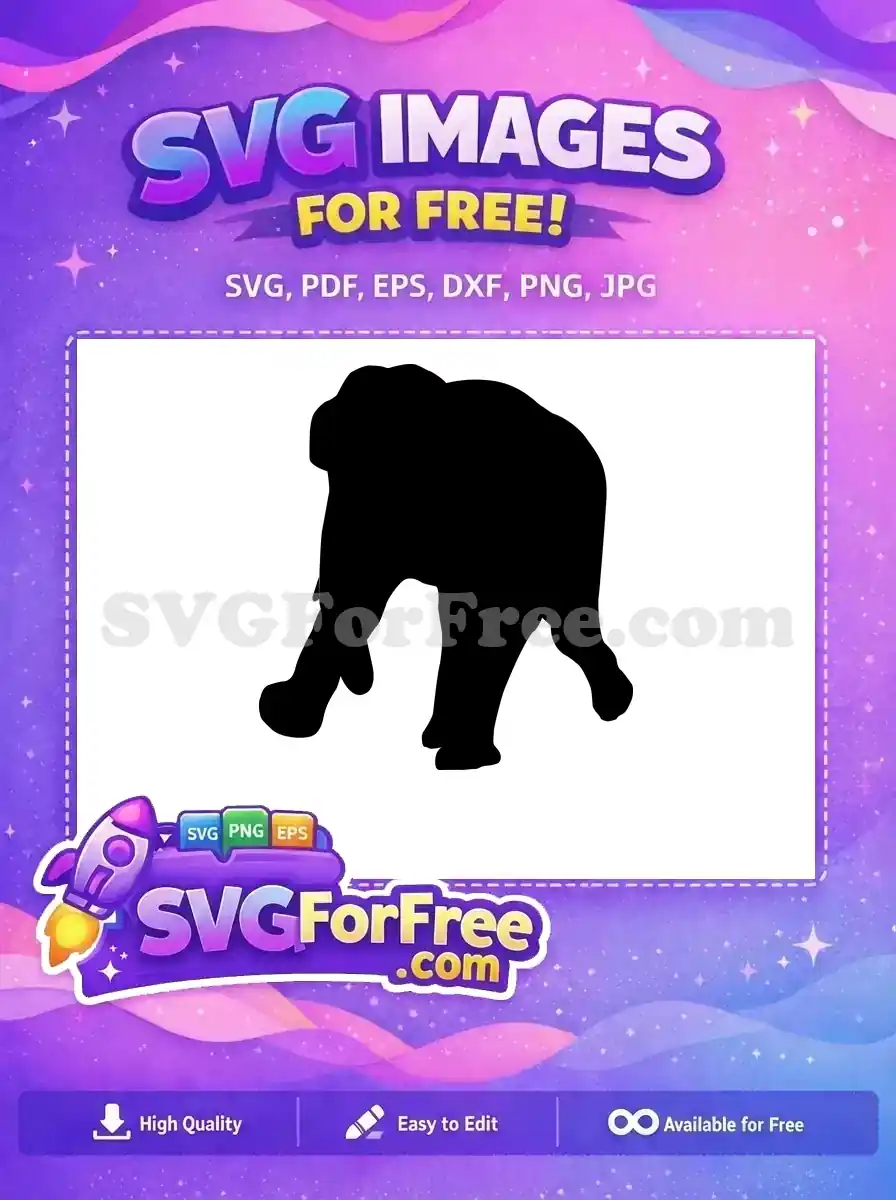 Free Majestic Elephant Standing Free Detailed Black Silhouette Wild Animal Free SVG