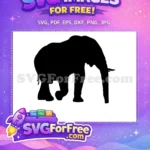 Free Majestic Elephant Silhouette Free Walking Wildlife Safari Free SVG - Instant Download
