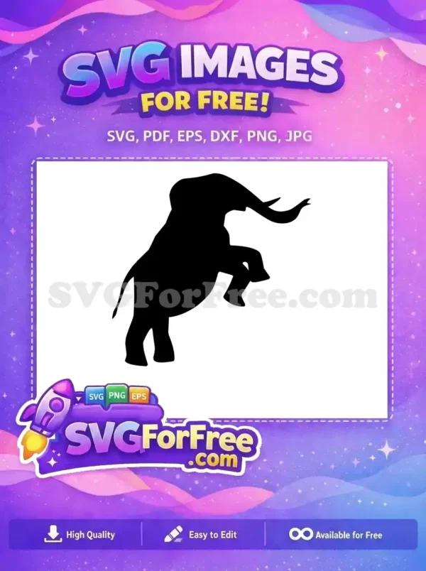 Free Majestic Black Elephant Free Detailed Animal Outline Jungle Wildlife Free SVG