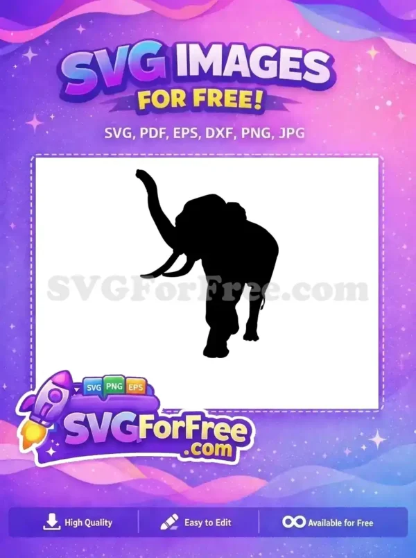 Free Powerful Elephant Free Trunk Up Tusks Safari Wildlife Free SVG Free Powerful Elephant Free Trunk Up Tusks Safari Wildlife Free SVG