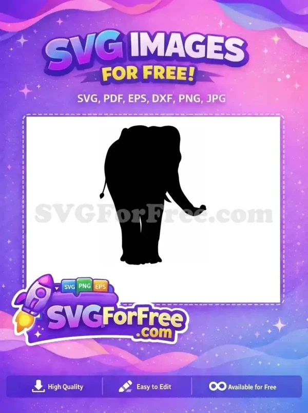 Free Graceful Gentle Free Black Outline Elephant Silhouette Free SVG