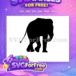 Free Black Elephant Free White Tusk Silhouette Wild Animal Free SVG - Instant Download