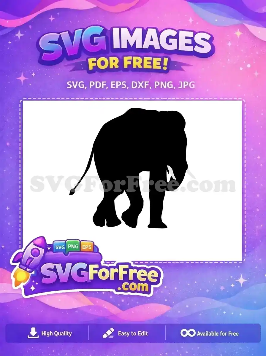 Free Black Elephant Free White Tusk Silhouette Wild Animal Free SVG