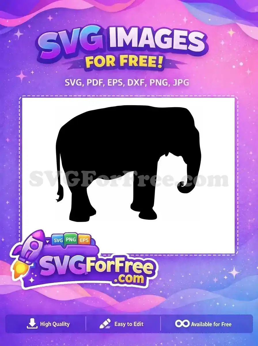 Free Majestic Elephant Free Black Silhouette Wildlife Animal Free SVG 2