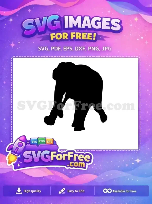 Free Black Elephant Silhouette Free Walking Wild Animal Jungle Art Free SVG