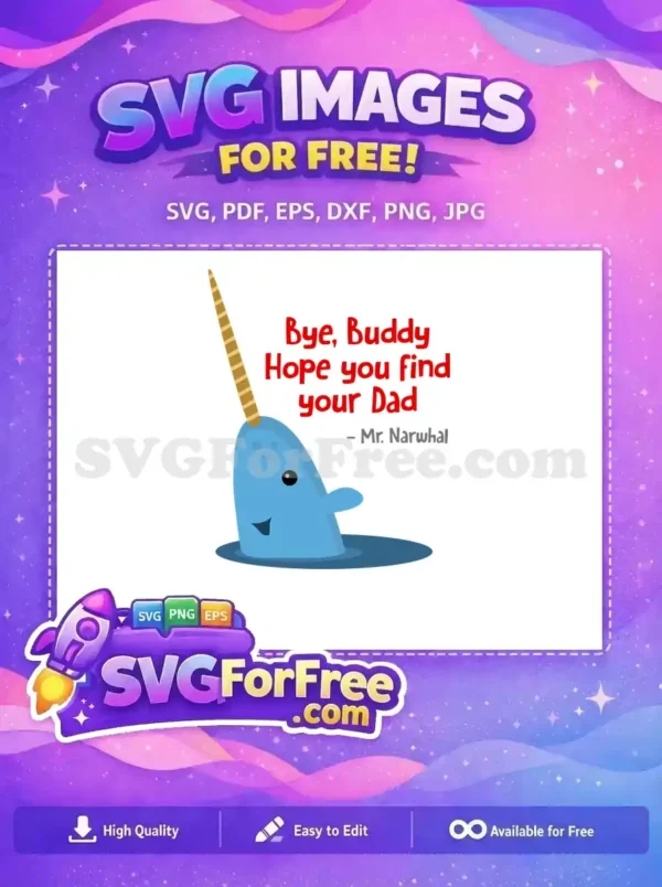 Free Happy Narwhal Free Golden Tusk Elf Buddy Free SVG
