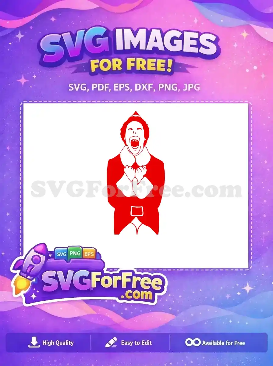 Free Shouting Free Red White Elf Buddy's Musical Christmas Free SVG