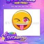 Free Winking Yellow Free Pink Tongue Anime Emoji Free SVG - Instant Download