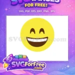 Free Grinning Happy Face Free Bright Yellow Smiling Emoji Icon Free SVG - Instant Download
