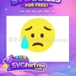Free Sad Yellow Face Free Blue Tear Emoji Free SVG - Instant Download