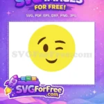 Free Winking Yellow Face Free Smiling Brown Eyes Emoji Free SVG - Instant Download