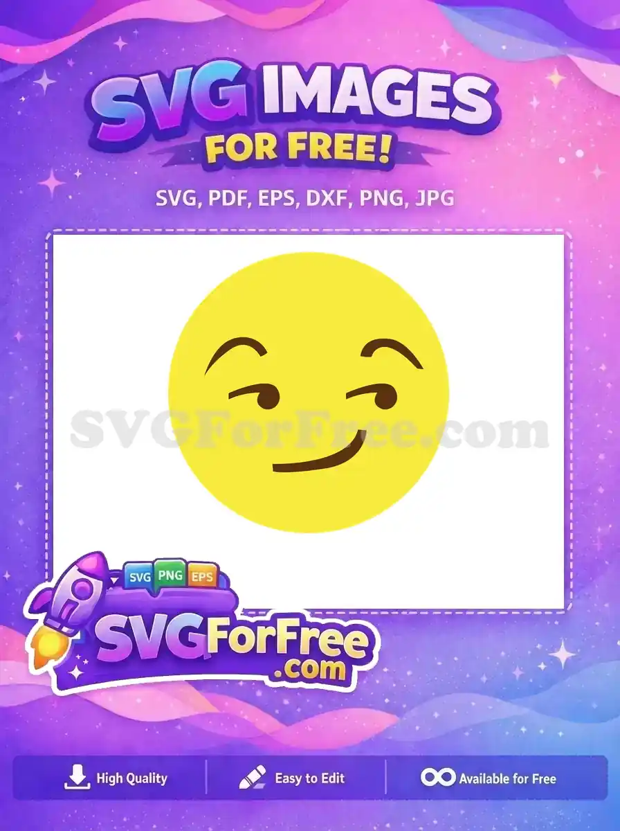 Free Yellow Smirking Face Free Mischievous Winking Expression Emoji Free SVG