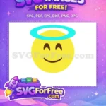 Free Smiling Yellow Face Free Light Blue Halo Angelic Emoji Free SVG - Instant Download