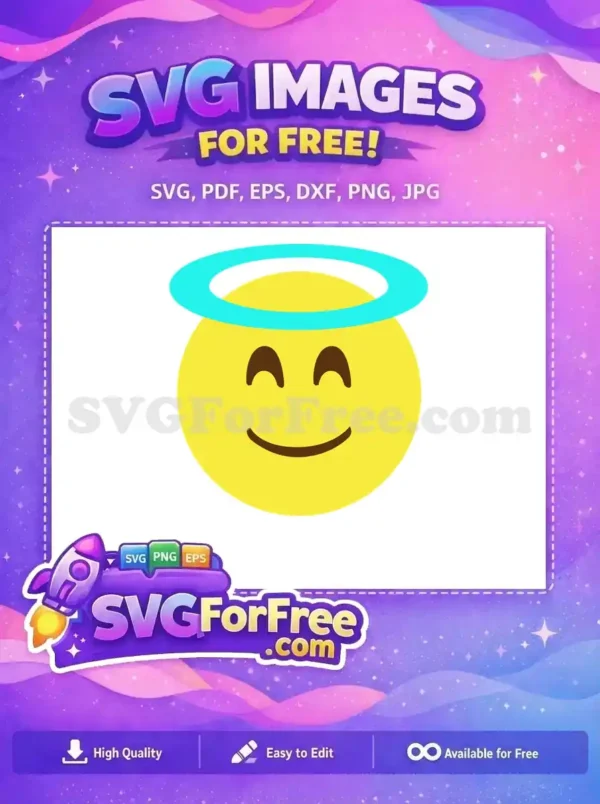 Free Smiling Yellow Face Free Light Blue Halo Angelic Emoji Free SVG Free Smiling Yellow Face Free Light Blue Halo Angelic Emoji Free SVG
