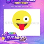 Free Winking Yellow Face Free Red Tongue Out Playful Emoji Free SVG - Instant Download