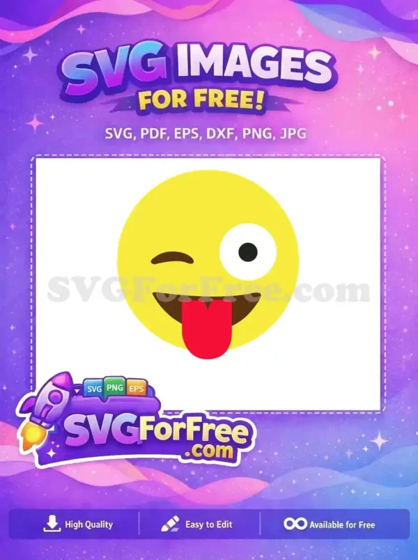 Free Winking Yellow Face Free Red Tongue Out Playful Emoji Free SVG Free Winking Yellow Face Free Red Tongue Out Playful Emoji Free SVG