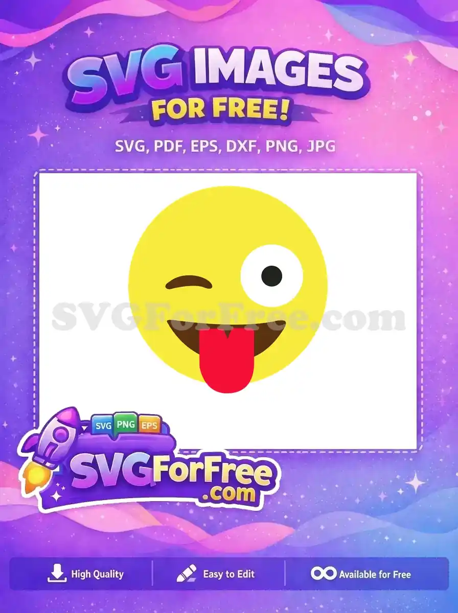 Free Winking Yellow Face Free Red Tongue Out Playful Emoji Free SVG