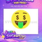 Free Money Mouth Face Free Green Tongue Emoji Happy Rich Free SVG - Instant Download