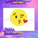 Free Winking Yellow Face Free Kissing Red Heart Emoji Love Free SVG - Instant Download