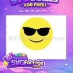 Free Yellow Smiling Face Free Black Sunglasses Cool Emoji Free SVG - Instant Download