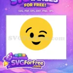 Free Winking Yellow Face Free Playful Happy Emoji Free SVG - Instant Download
