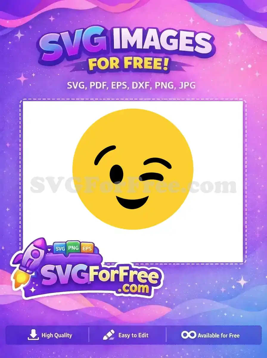 Free Winking Yellow Face Free Playful Happy Emoji Free SVG