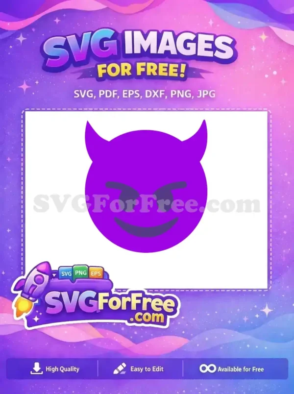 Free Purple Devil Horns Free Mischievous Sly Face Emoji Character Free SVG